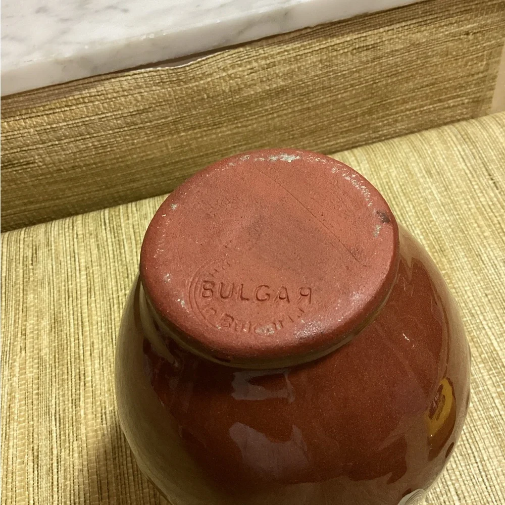 Vintage BULGAR Redware Slip Glaze 6” Vase